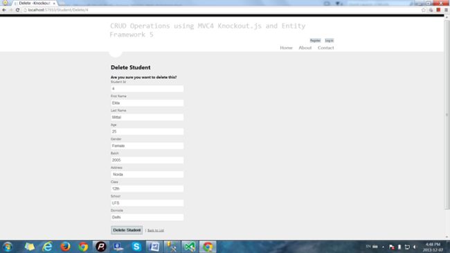 Delete Student record Again