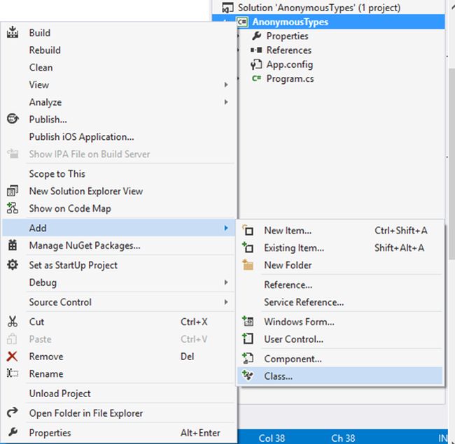 Add a class in the project