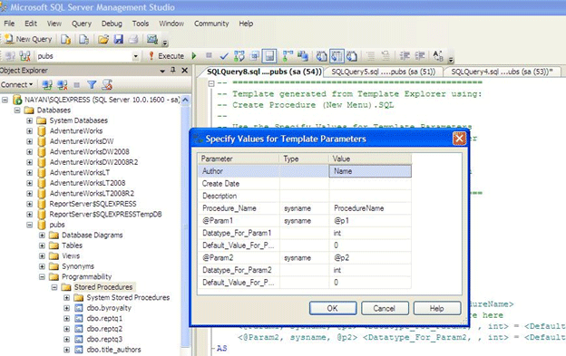 transact sql stored procedure parameter default value