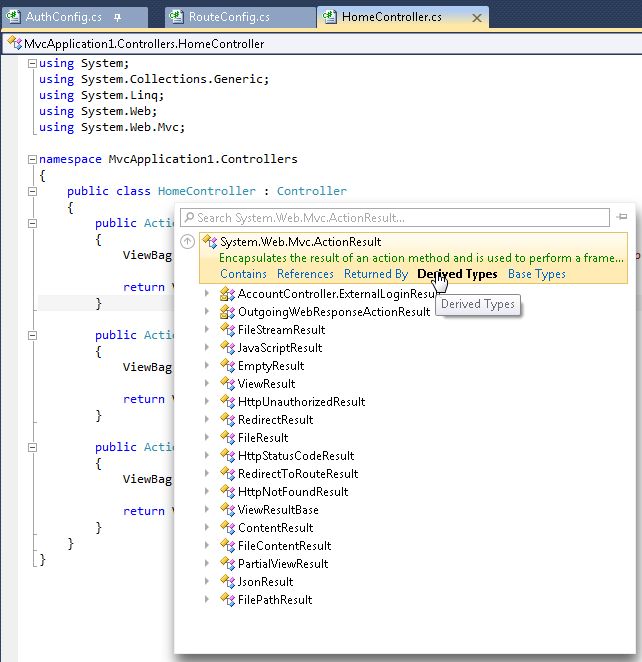 Derived Types of ActionResult