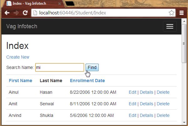 Searching Record in MVC