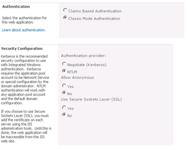 Sharepoint 2013 Create Classic Web Application