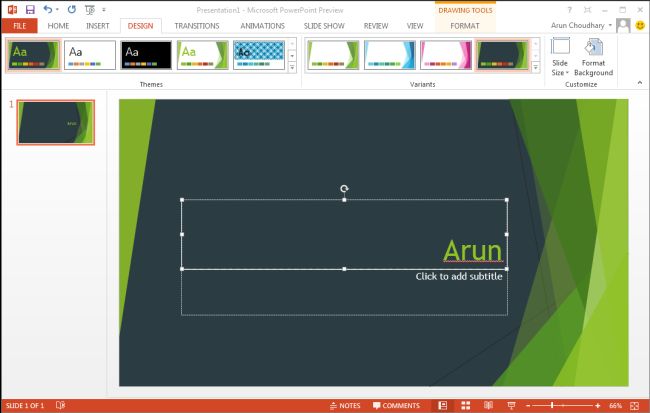 themes in powerpoint 2013