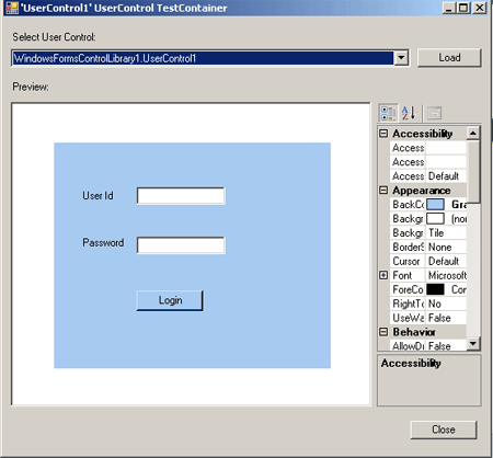 login validation user control