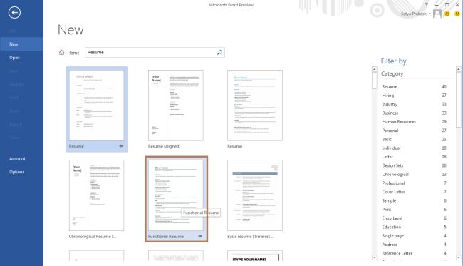 functional resume template in word 2013