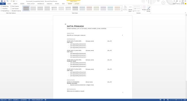Resume Templates Microsoft Word 2013