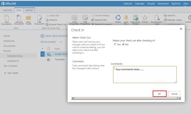check-in the document