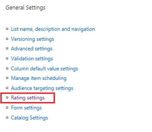 Rating settings