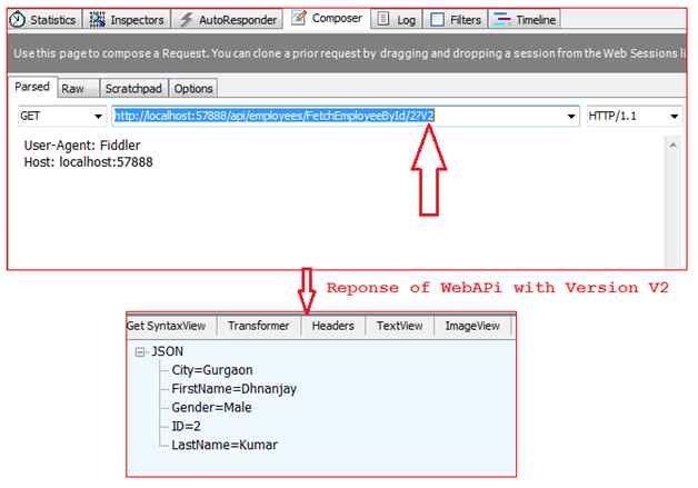 response from WebApi with version