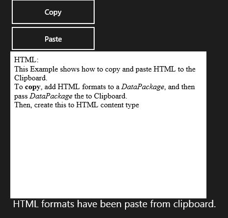  Sao chép và dán nội dung HTML bằng cách sử dụng bảng tạm trong cửa sổ cửa hàng ứng dụng. 