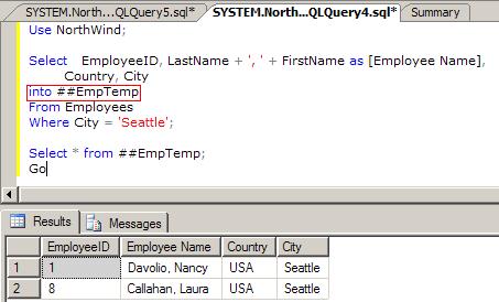 Insert Into Temp Table Sql Server From Select