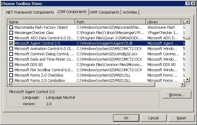 Figure 3 - Adding Microsoft Agent Control into Toolbox Figure 3 - Adding Microsoft Agent Control into Toolbox