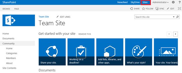 SharePoint 2013 team-site-in-cloudshare-environment.jpg