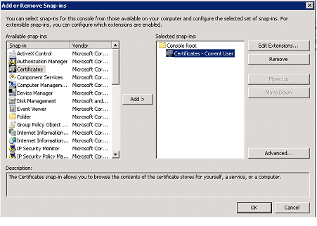 certificate added n mmc