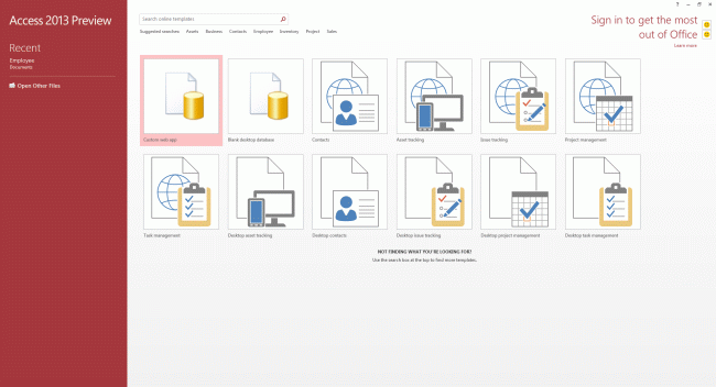 microsoft access templates 2013