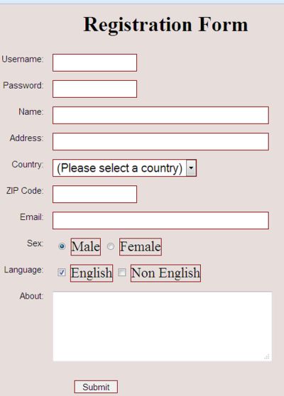 Php Registration Form Template