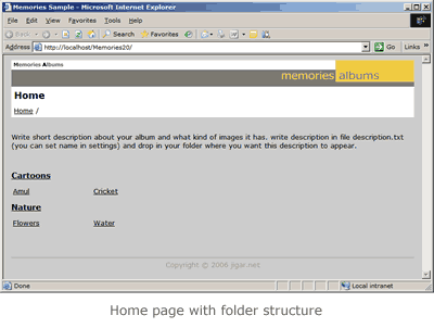 Home page of album