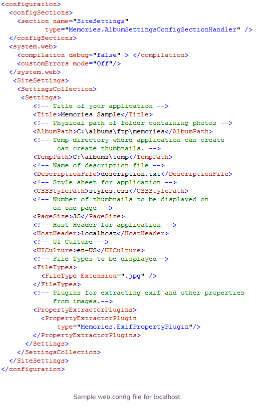 Web.config for localhost