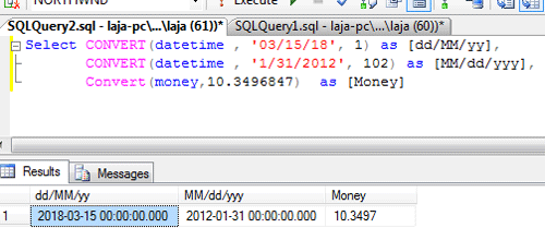 Datetime Convertion formats Example