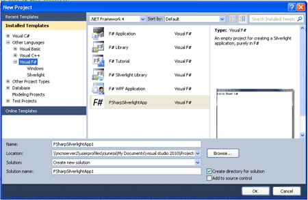 New Project Dialog Box