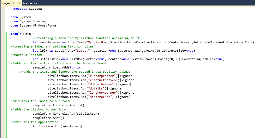 ListBox Example