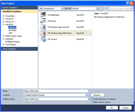 New Project Dialog Box