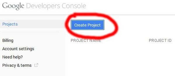 Creating Google Developers project