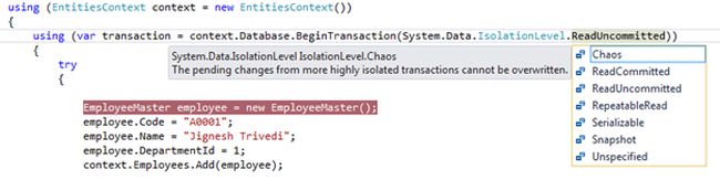 DbContext Database BeginTransaction method