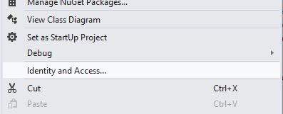 Identity and Access Menu Option
