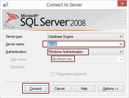 write the username and the password