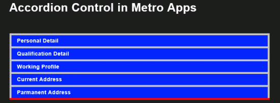 Accordion Control in Windows Store App Using JQuery