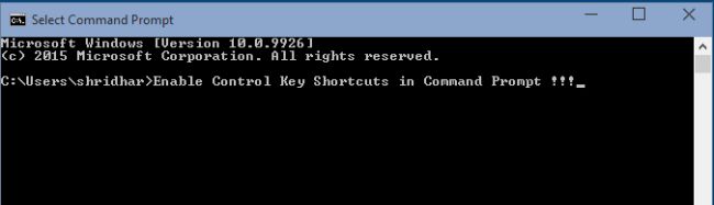 Enable Control Key Shortcuts in Command Prompt: Windows 10
