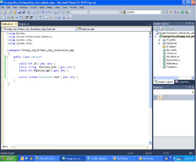 SQL Server Primary & Foreign Key Association: Visual C# Entity Framework