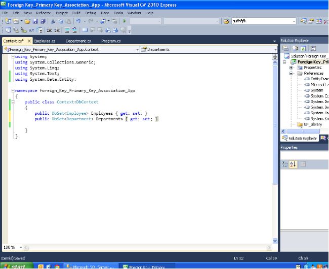 SQL Server Primary & Foreign Key Association: Visual C# Entity Framework