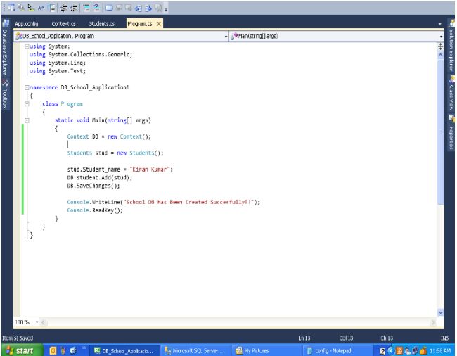 Entity Framework Approach To Connect To MS SQL Server 2008 Using Visual C#