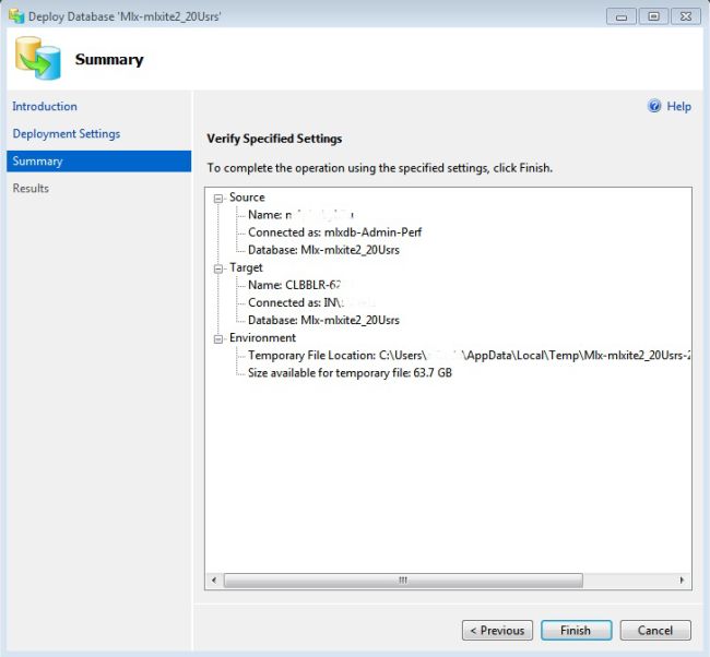 Deployment Setting summary