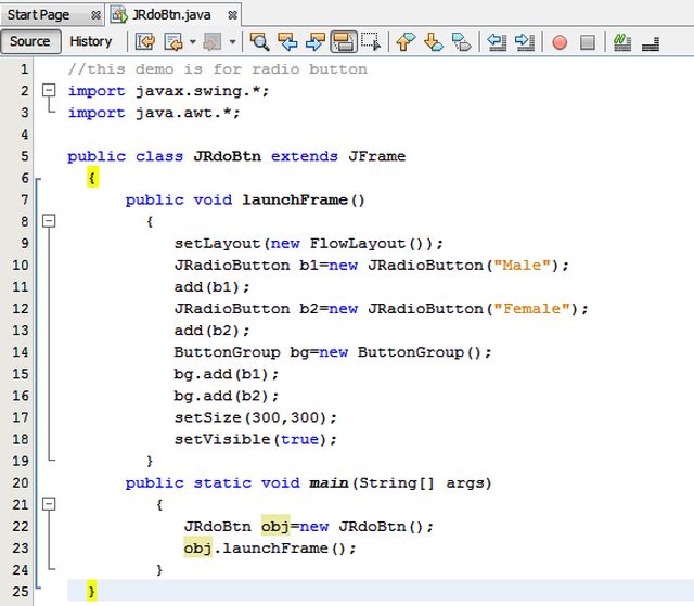 Radio Button in Java Using Netbeans IDE