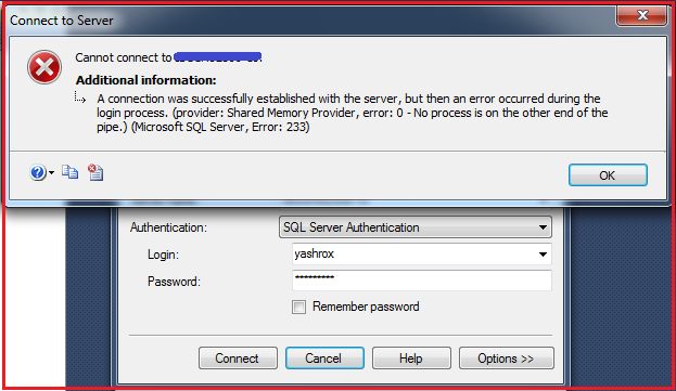 SQL Server Authentication error
