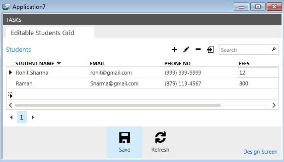 Output of Editable Screen