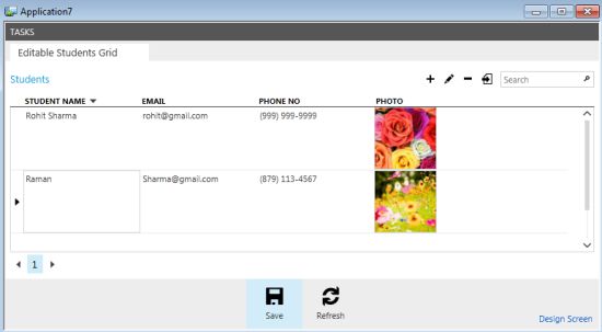 Editable Student Grid output with no Label