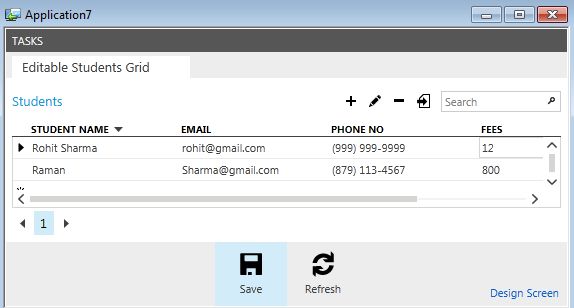 Output after saving data