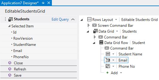 Select Email from Screen Designer