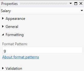 g format pattern properties