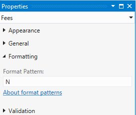 Format Pattern Property Window