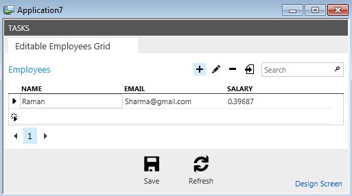 Output of Editable Grid Screen