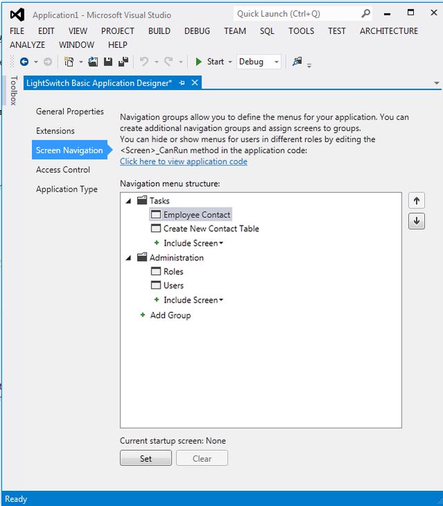 Setting Startup Screen Using LightSwitch in Visual Studio 2012