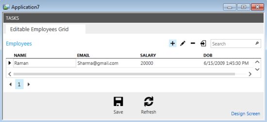 output of editable Screen