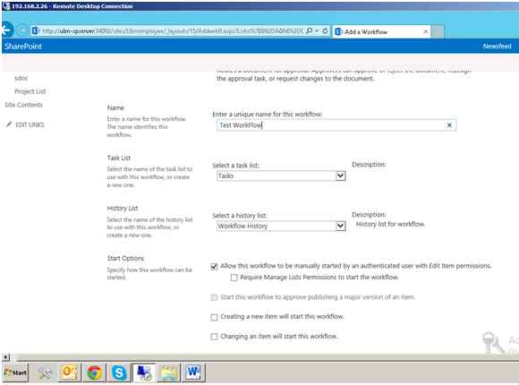 enter a unique name for this workflow
