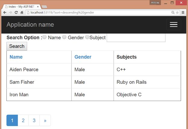 Implement Search, Paging and Sort in MVC 5
