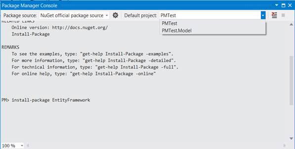 Package Manager Console in Visual Studio